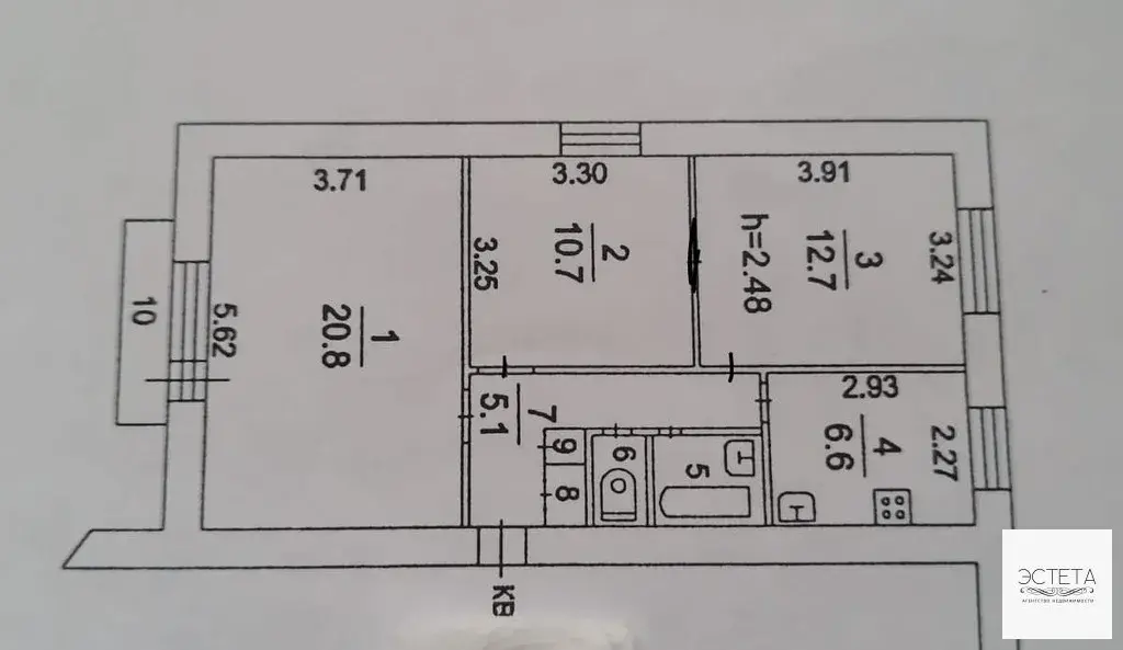 Продается 3-х к.кв. 59,8 м2 9000000 г. Люберцы ул. Южная д. 10 - Фото 10