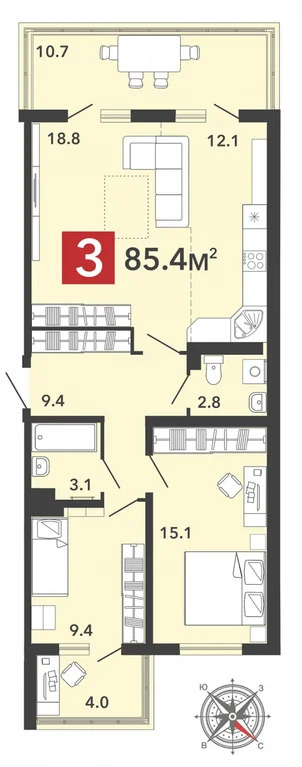 Продается квартира, 85.4 м - Фото 0