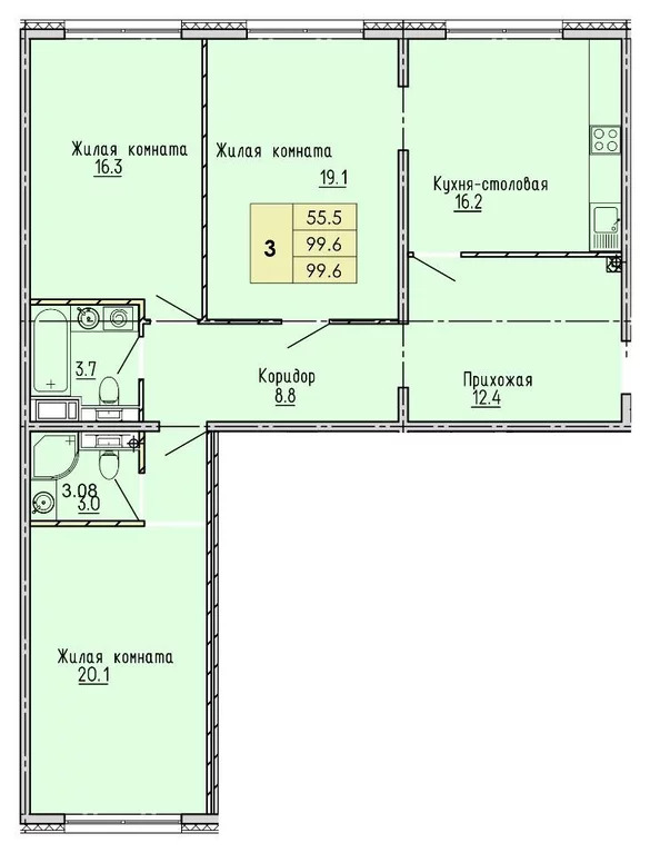 Продается квартира, 99.6 м - Фото 1