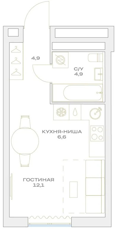 Продается студия 28.5 м2 в новостройке - Фото 0