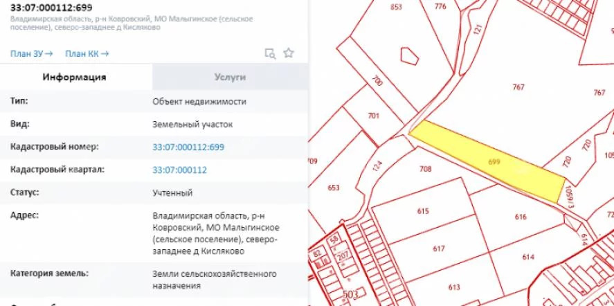 Малыгино кадастровая карта