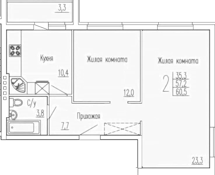 Продается квартира, 60.5 м - Фото 1