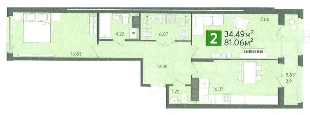 Продается квартира, 81.06 м - Фото 1