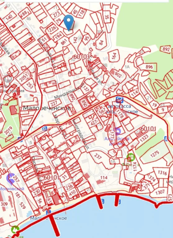 Кадастровая карта малореченское