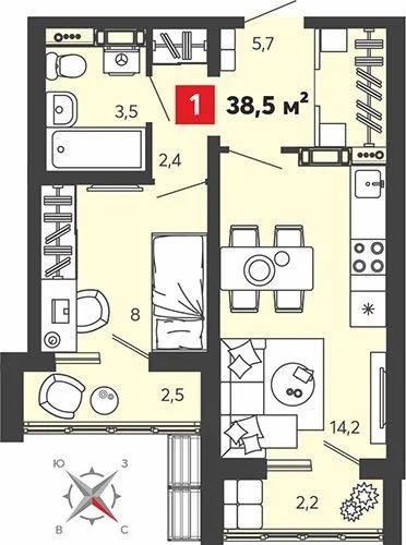 Продается квартира, 38.5 м - Фото 0