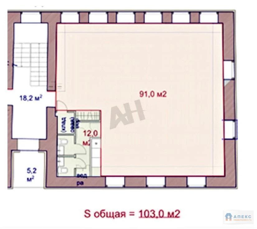 Аренда офиса 103 м2 м. Бауманская в бизнес-центре класса В в Басманный - Фото 4