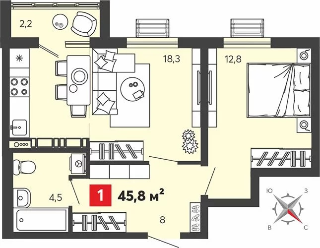 Продается квартира, 45.8 м - Фото 3