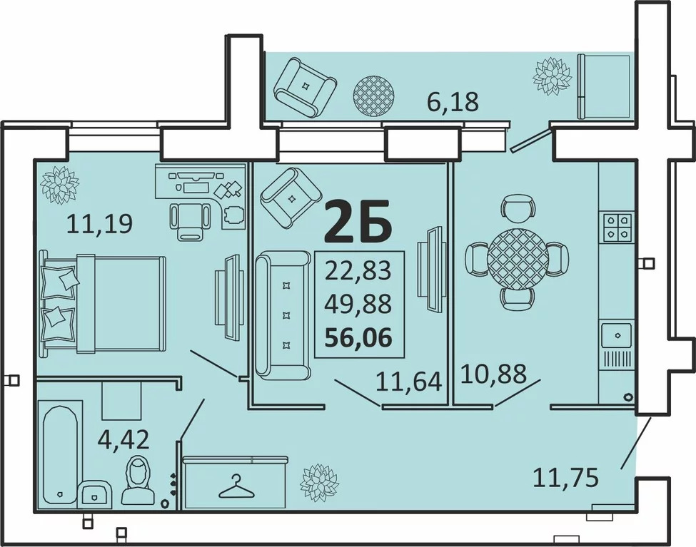 Продается квартира, 56.06 м - Фото 0