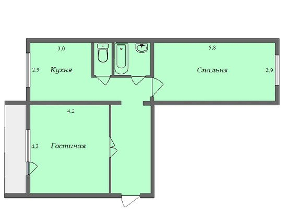 План квартиры 56 кв м двушка