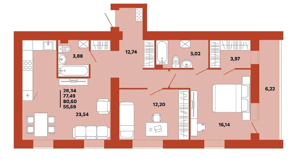 Продается квартира, 80.6 м - Фото 1