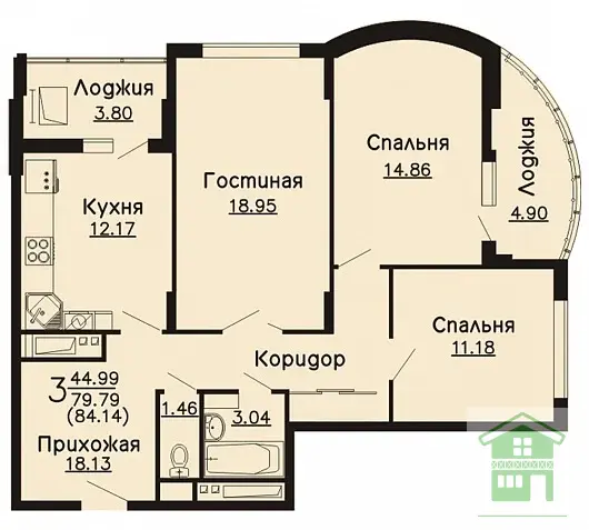 Продам 3 ком кв 86 кв м Воронеж, Краснознаменная ул. 57 - Фото 13