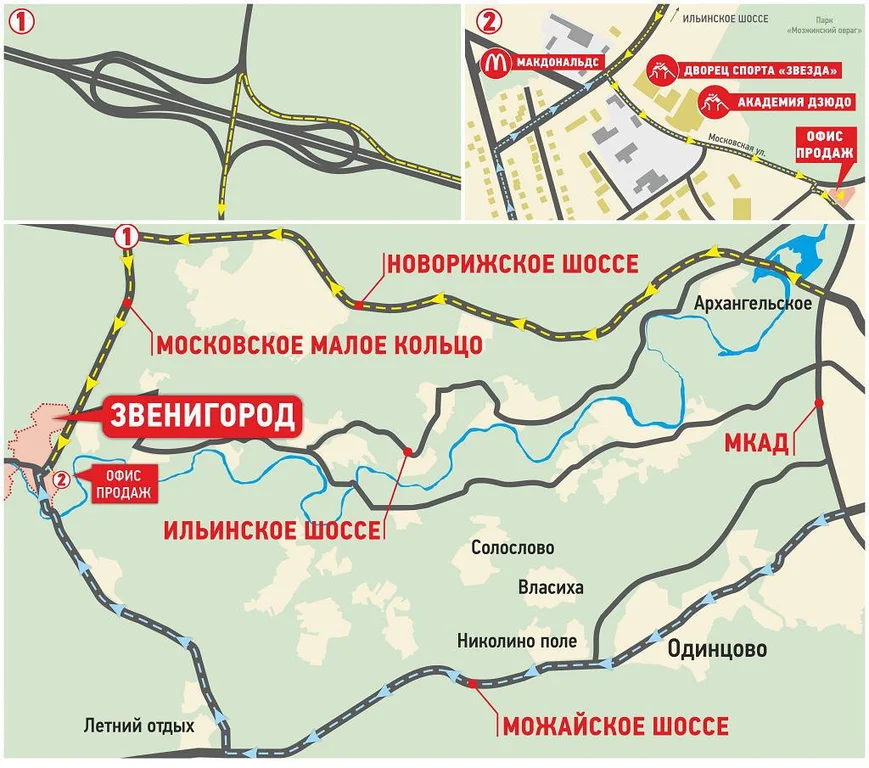 Карта звенигорода московской области подробная с улицами и номерами