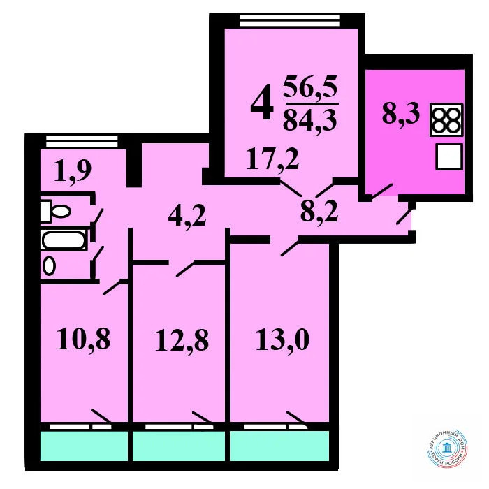 Продается квартира, 84.3 м - Фото 0