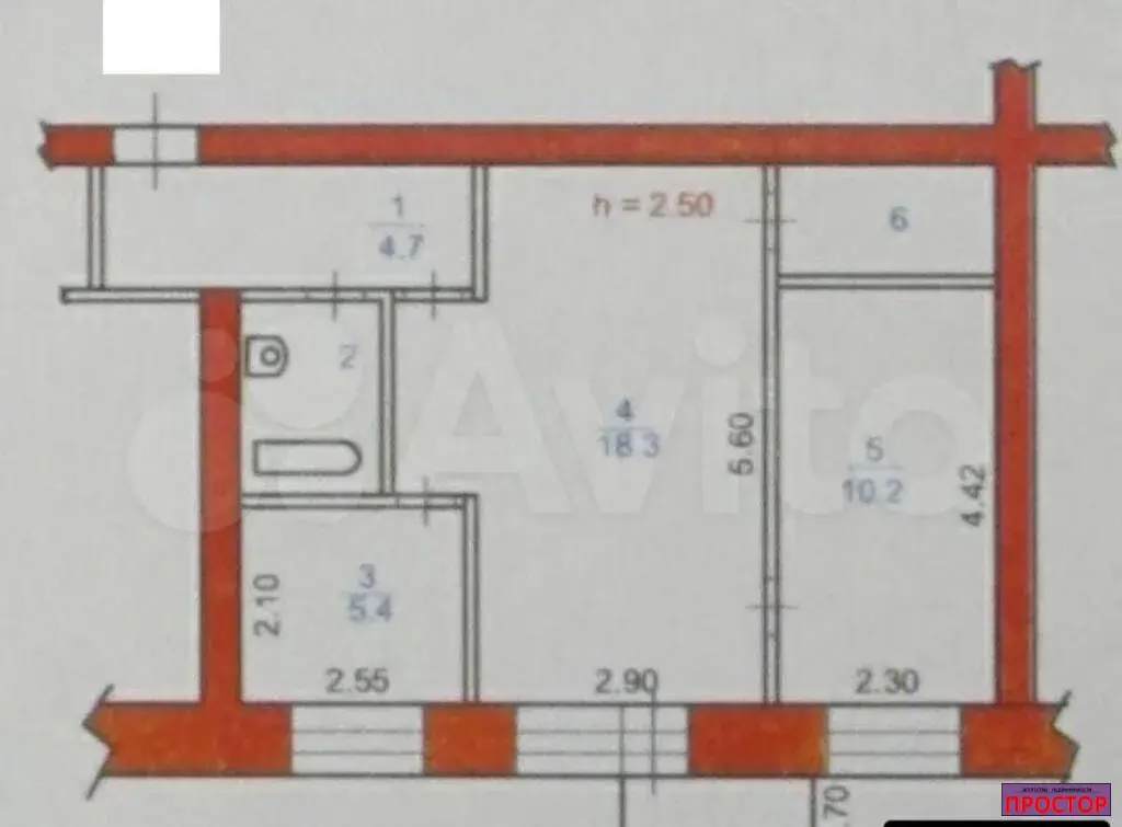 2-к. квартира, 44,5 м, 2/5 эт. - Фото 4