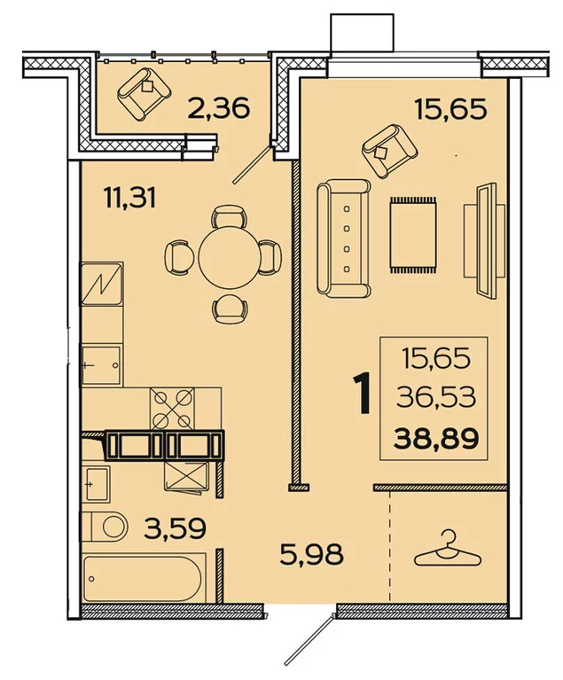 Продается квартира, 38.89 м - Фото 1