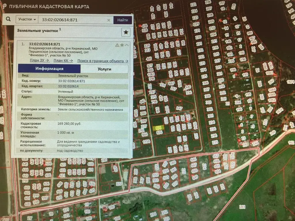 Публичная кадастровая карта киржач киржачского района владимирской области