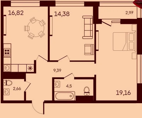 Продается квартира, 69.88 м - Фото 2