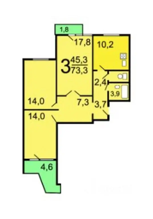 Продажа трехкомнатной квартиры 74.3м Чертановская ул., 32К1, Москва, . - Фото 19