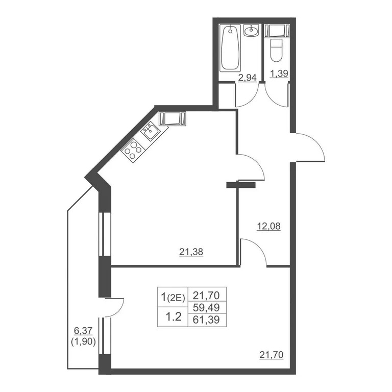 Продам 1-комн. квартиру 59.2 кв.м. - Фото 1