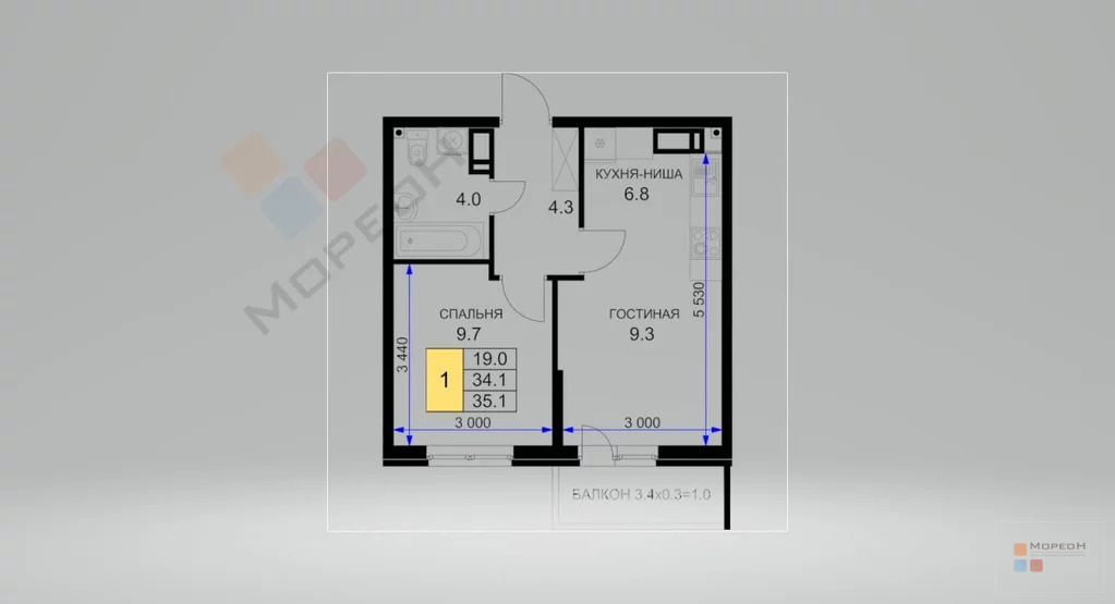 1-я квартира, 37.00 кв.м, 11/14 этаж, Энка, имени Героя Ростовского, ... - Фото 23