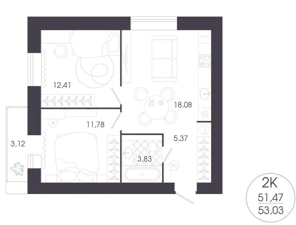 Продается квартира, 53.03 м - Фото 1