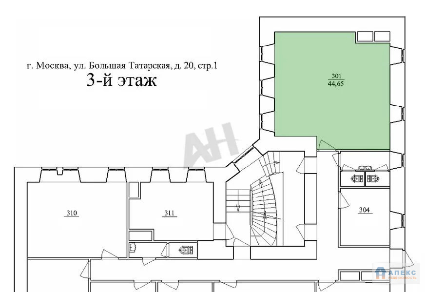 Аренда офиса 45 м2 м. Новокузнецкая в административном здании в ... - Фото 0