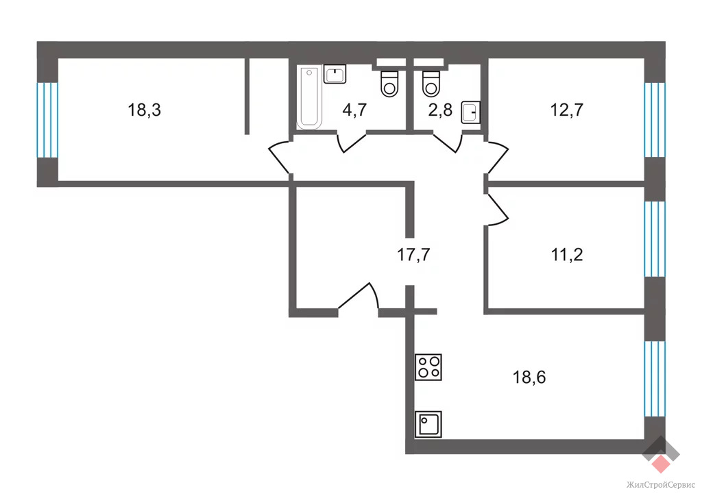 Продам 3-к квартиру, Одинцово г, Рябиновая улица 7 - Фото 1