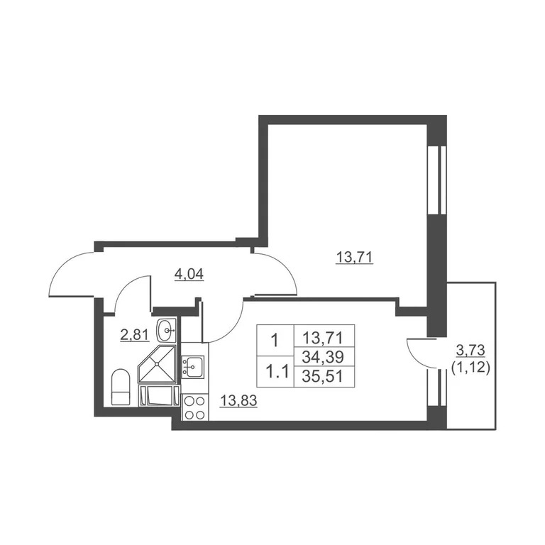 Продам 1-комн. квартиру 34.2 кв.м. - Фото 1