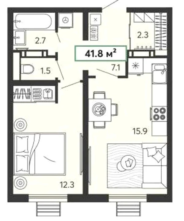 Продается квартира, 41.8 м - Фото 2