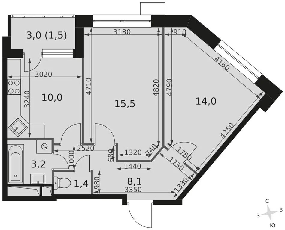 Продам 2-комн. квартиру 55 кв.м. - Фото 3