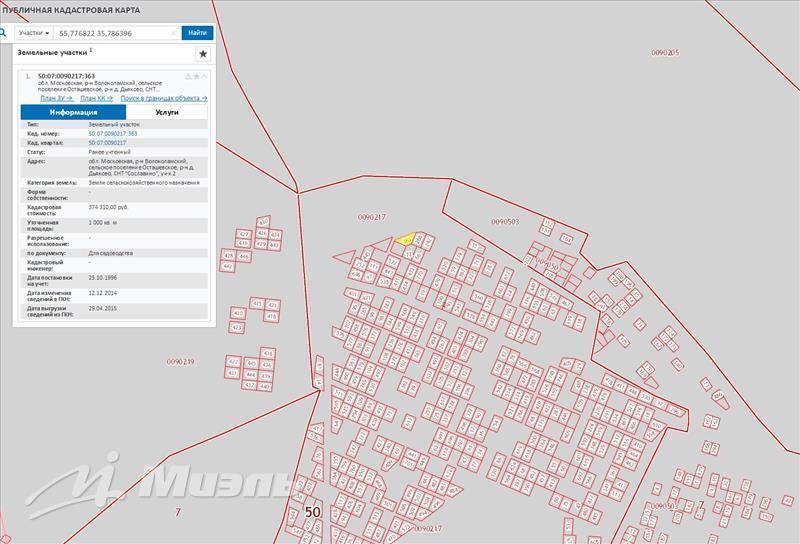 Кадастровая карта дьяково истринский район