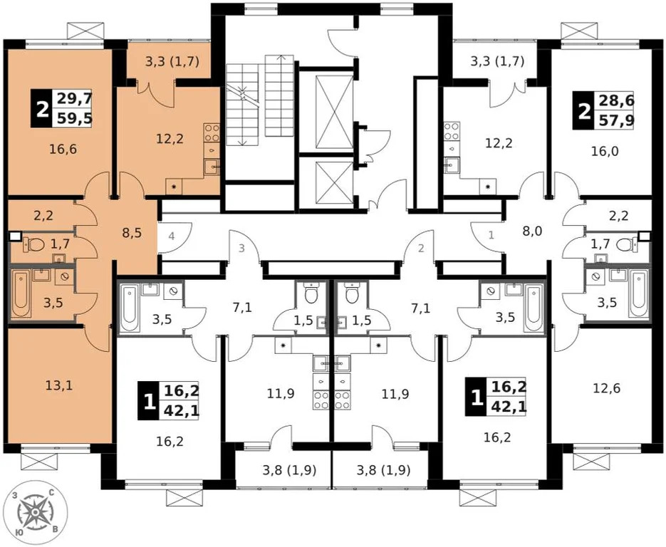 Продам 2-комн. квартиру 59.4 кв.м. - Фото 4