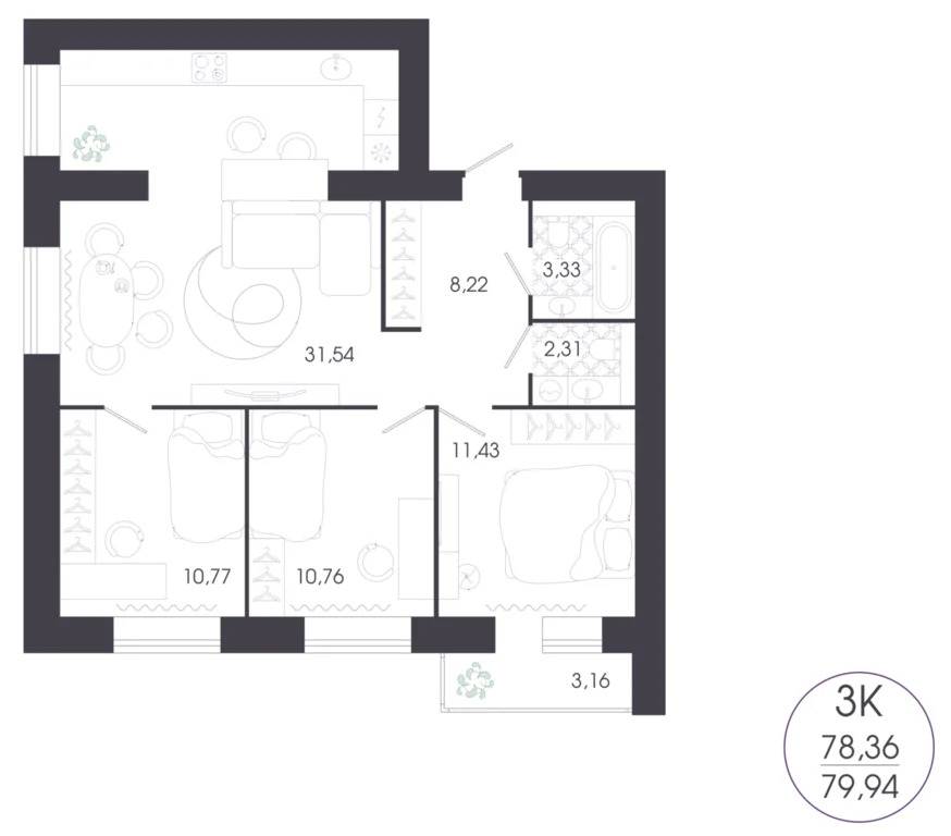 Продается квартира, 79.94 м - Фото 2