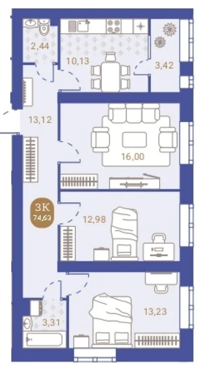 Продается квартира, 74.63 м - Фото 4