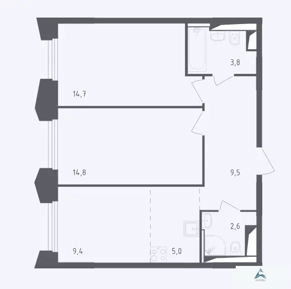 Продаётся 3-комн. квартира, 59,8 кв. м. - Фото 1