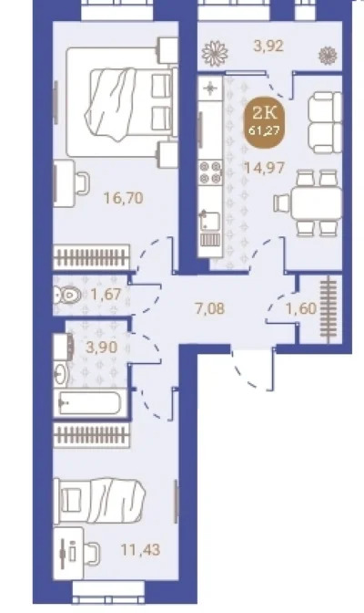 Продается квартира, 61.27 м - Фото 4