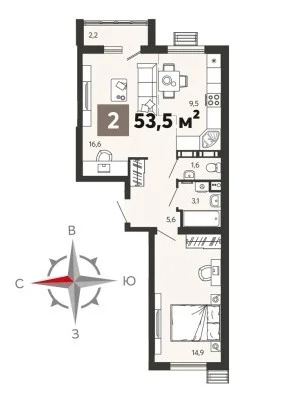 Продается квартира, 53.5 м - Фото 0