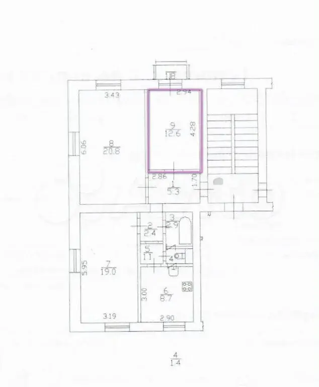 Комната 12,6 м в 3-к., 3/5 эт. - Фото 14