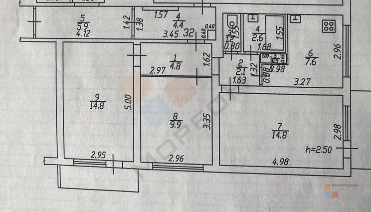 3-я квартира, 58.30 кв.м, 6/9 этаж, ФМР, Тургенева ул, 6200000.00 . - Фото 3