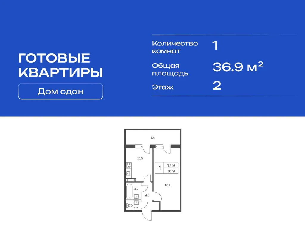 Продам 1-комн. квартиру 36.9 кв.м. - Фото 2