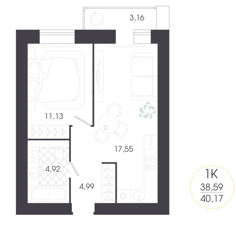 Продается квартира, 40.17 м - Фото 2