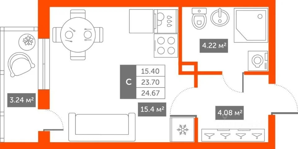 Продается квартира, 24.67 м - Фото 2