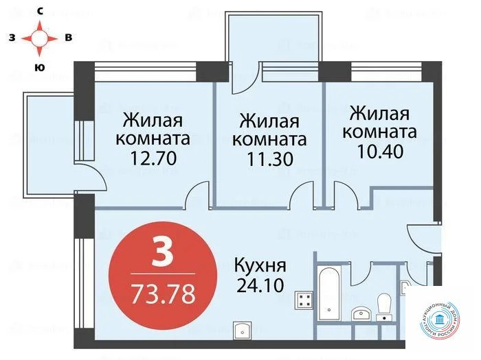 Продается квартира, 73.78 м - Фото 0