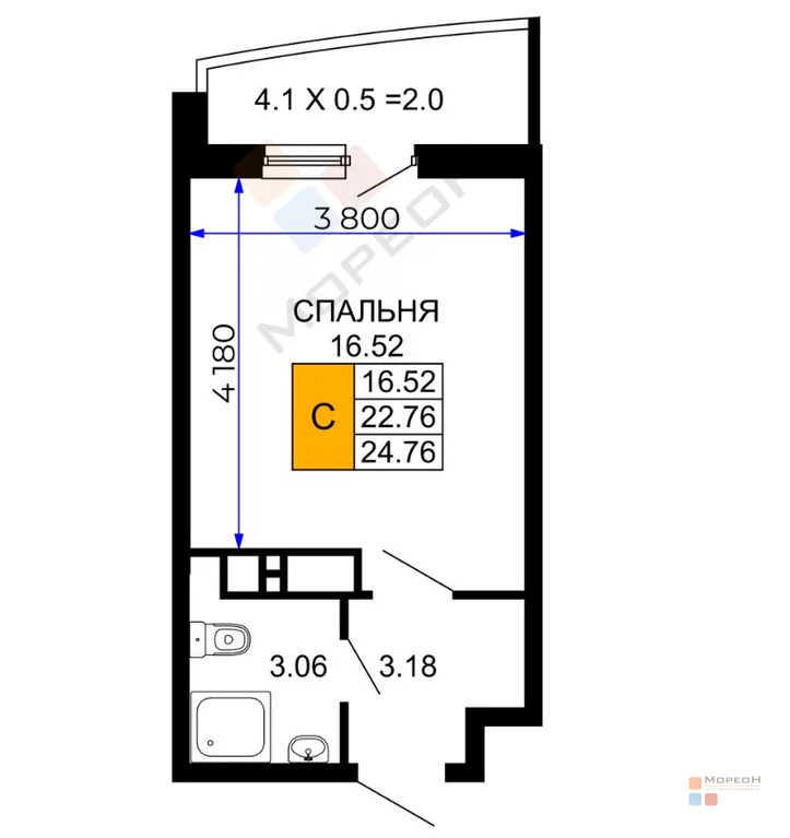 1-я квартира, 24.80 кв.м, 11/24 этаж, Метальникова, Петра Метальникова ... - Фото 5