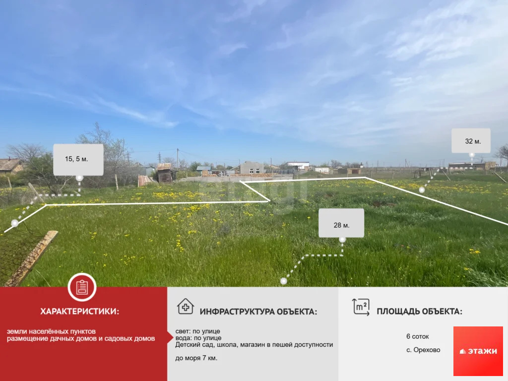 Продажа участка, Орехово, Сакский район, Озерная улица - Фото 0