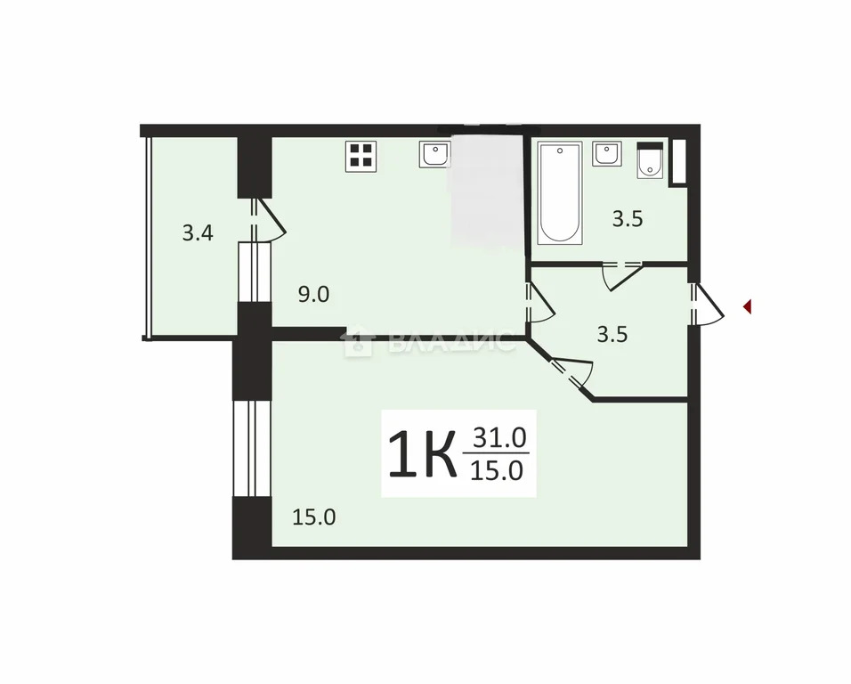 Санкт-Петербург, Русановская улица, д.18к6, 1-комнатная квартира на ... - Фото 27