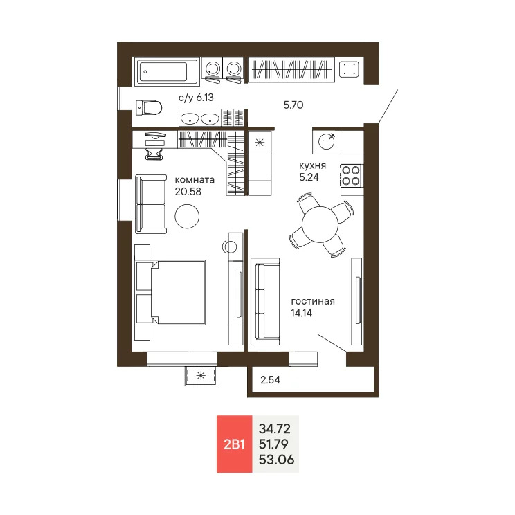 Продается квартира, 53.06 м - Фото 2