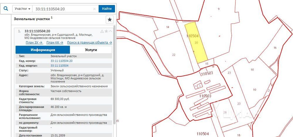 Публичная кадастровая карта владимирской области судогодский район