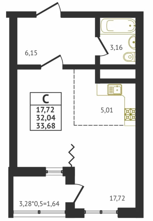 Продается студия 33.8 кв.м. - Фото 2