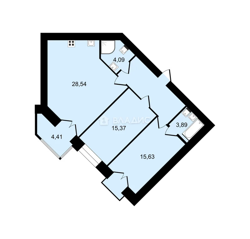 Санкт-Петербург, Лиственная улица, д.20к2, 2-комнатная квартира на ... - Фото 13